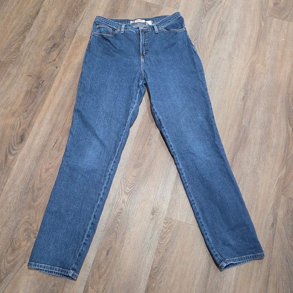 Faded Glory Women Blue Stretch Denim Jeans Size 12 Tall Medium Wash Straight Leg